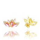 Brinco B.Fly Cristal Cor Turmalina Rosa Ouro Amarelo