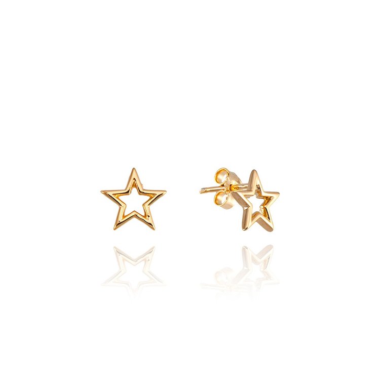 Brinco Estrela Médio Ouro Amarelo 18K Brinco Estrela