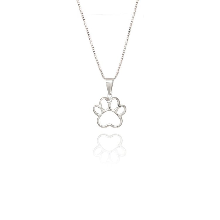 Colar Patinha Pet em Ouro Branco