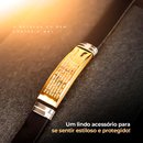 Pulseira Safra Gold Oração Pai Nosso em Aço