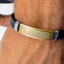 Pulseira Safra Gold Oração Pai Nosso em Aço