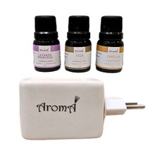 Kit 3 Essências Aromáticas Puras e Difusor Elétrico Ar