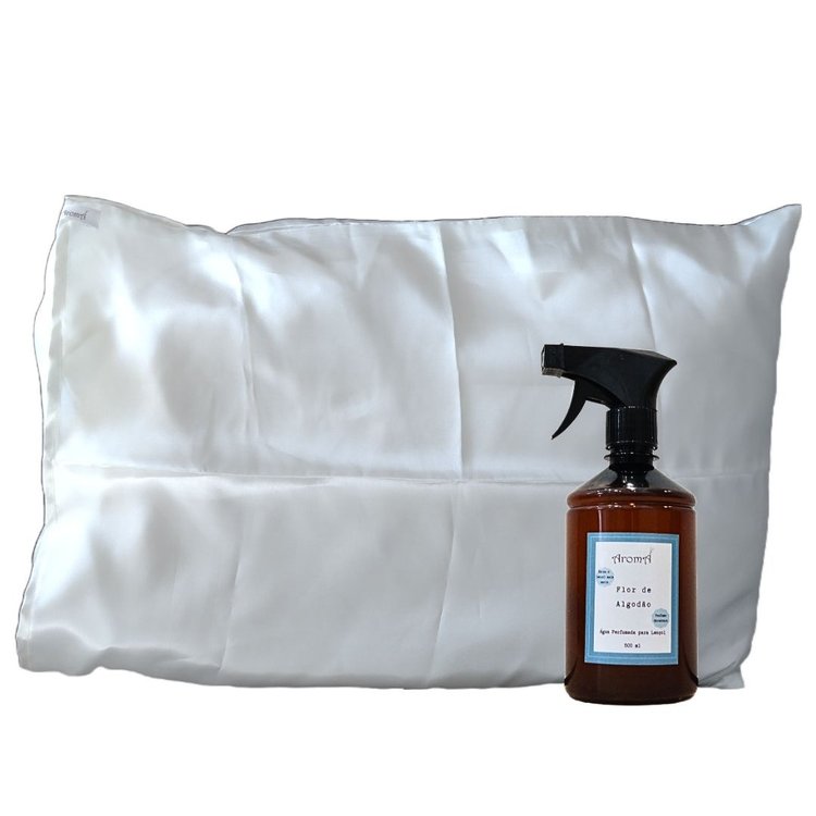 Kit Água de Lençol + Fronha de Cetim Champanhe Aromá