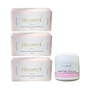Kit Rosa Aromá 3 Sabonetes 150g + Creme Facial + Cx