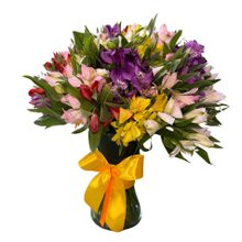 Arranjo Astromélia Colorida no Vaso