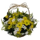 Cesta M de Flores do Campo Brancas e Amarelas