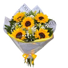 Buquê 5 Girassóis Alegres