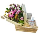 Cesta Vaso Mix Flores com Kit Cuidados Calêndula