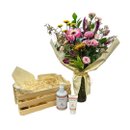 Cesta Vaso Mix Flores com Kit Cuidados Calêndula