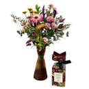 Vaso Marrom Mix Flores com Kit Sabonetes